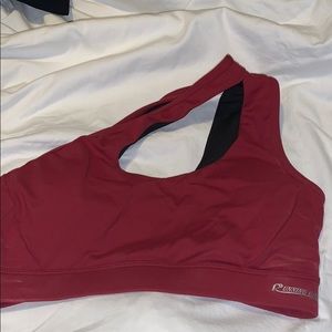One shoulder running girl sports bra